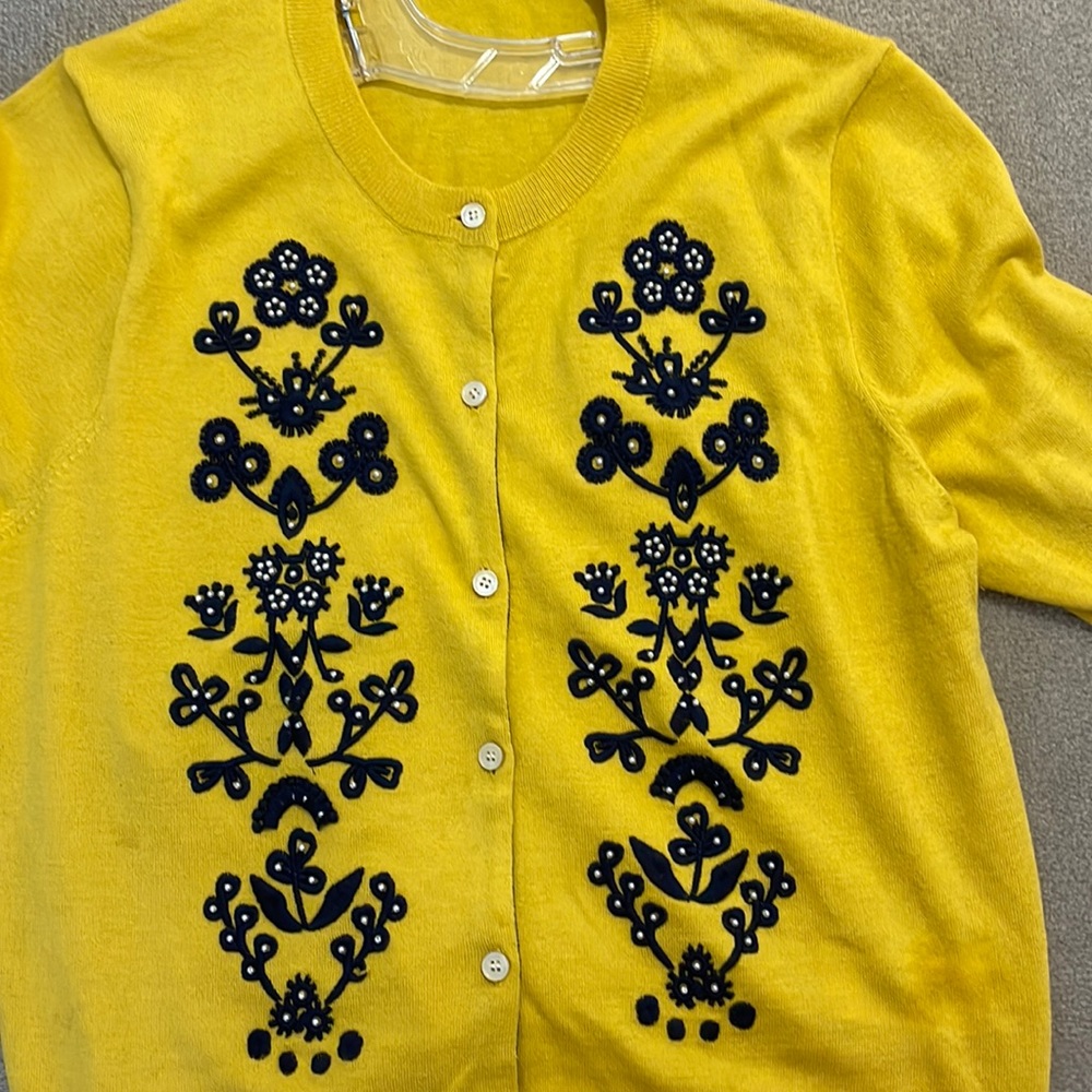 JCrew embroidered sweater cardigan WXL